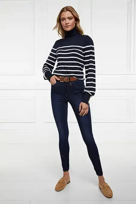 Women Kelsie Roll Neck Knit Ink Navy Natural Stripe Holland Cooper Knitwear Women Kelsie Roll Neck Knit Ink Navy Natural Stripe Holland Cooper Knitwear