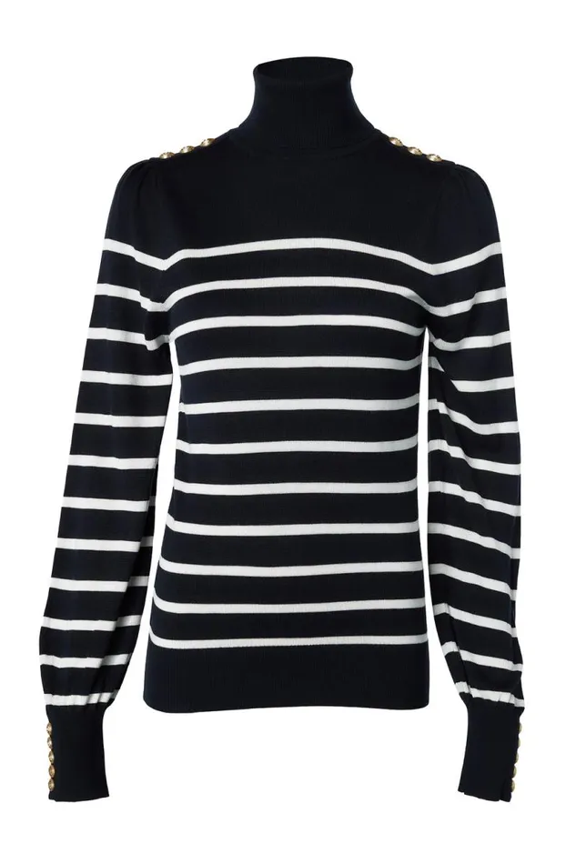 Women Kelsie Roll Neck Knit Ink Navy Natural Stripe Holland Cooper Knitwear Women Kelsie Roll Neck Knit Ink Navy Natural Stripe Holland Cooper Knitwear
