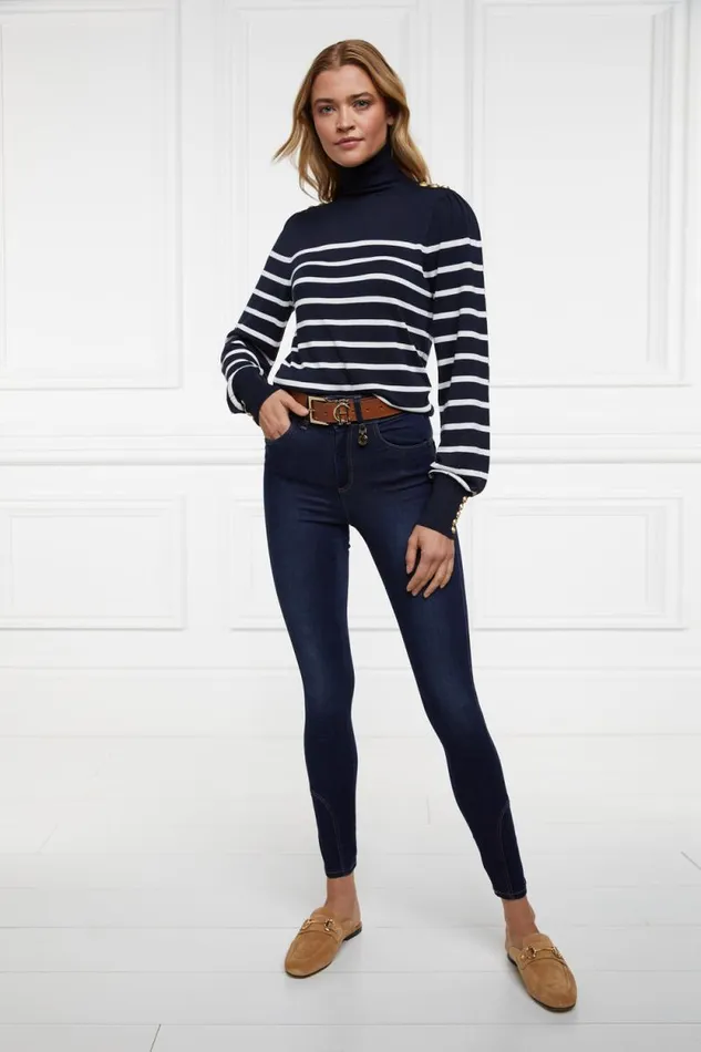 Women Kelsie Roll Neck Knit Ink Navy Natural Stripe Holland Cooper Knitwear Women Kelsie Roll Neck Knit Ink Navy Natural Stripe Holland Cooper Knitwear