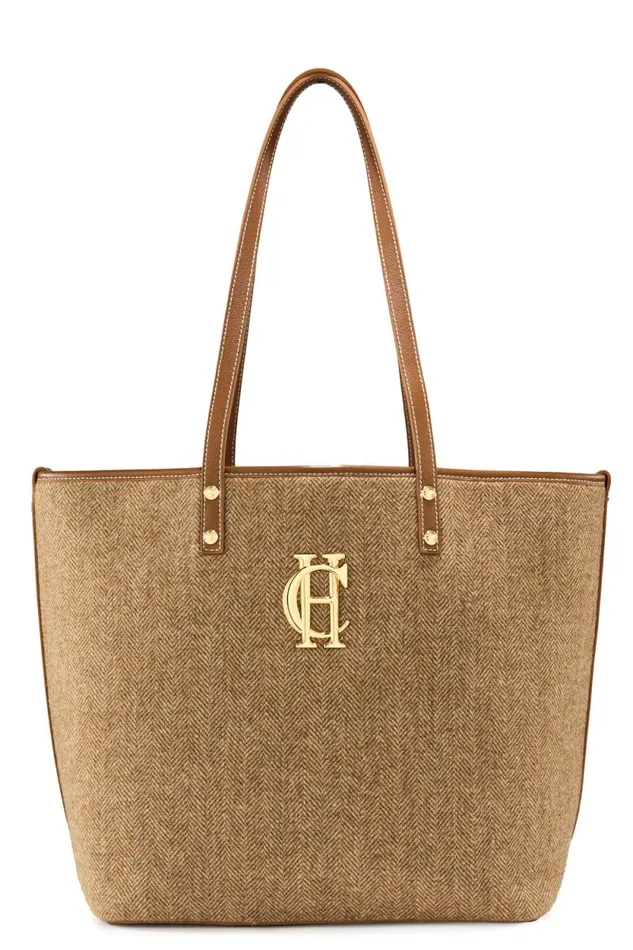 Women Kensington Tote Bag Tan Herringbone Holland Cooper Bags