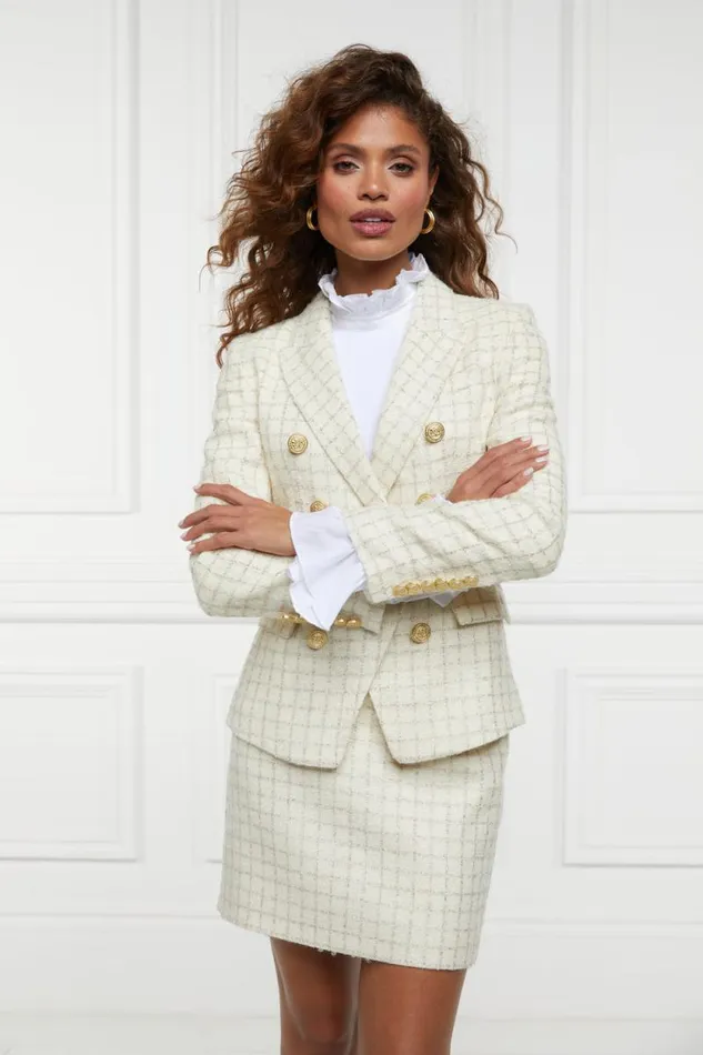 Women Knightsbridge Blazer Ivory Sparkle Tweed Holland Cooper Blazers