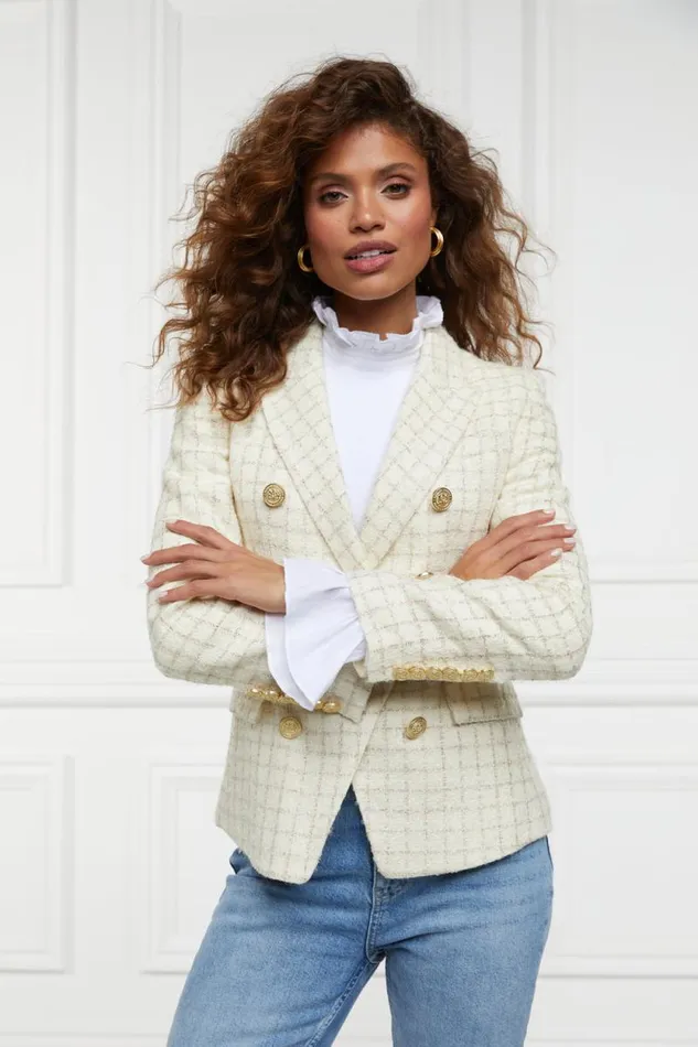 Women Knightsbridge Blazer Ivory Sparkle Tweed Holland Cooper Blazers
