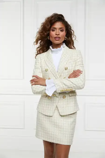 Women Knightsbridge Blazer Ivory Sparkle Tweed Holland Cooper Blazers