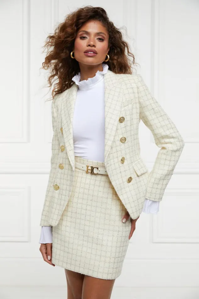 Women Knightsbridge Blazer Ivory Sparkle Tweed Holland Cooper Blazers