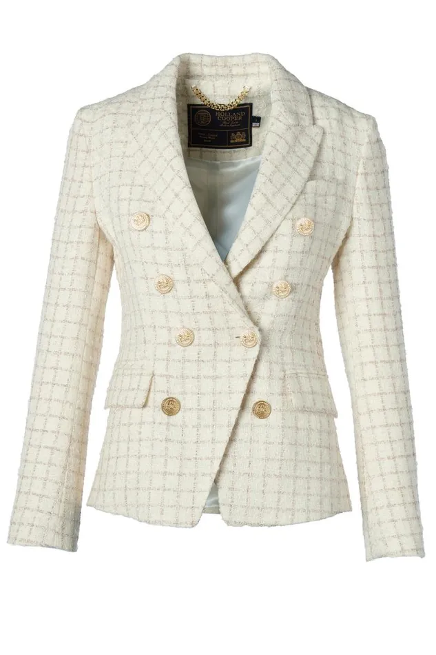 Women Knightsbridge Blazer Ivory Sparkle Tweed Holland Cooper Blazers