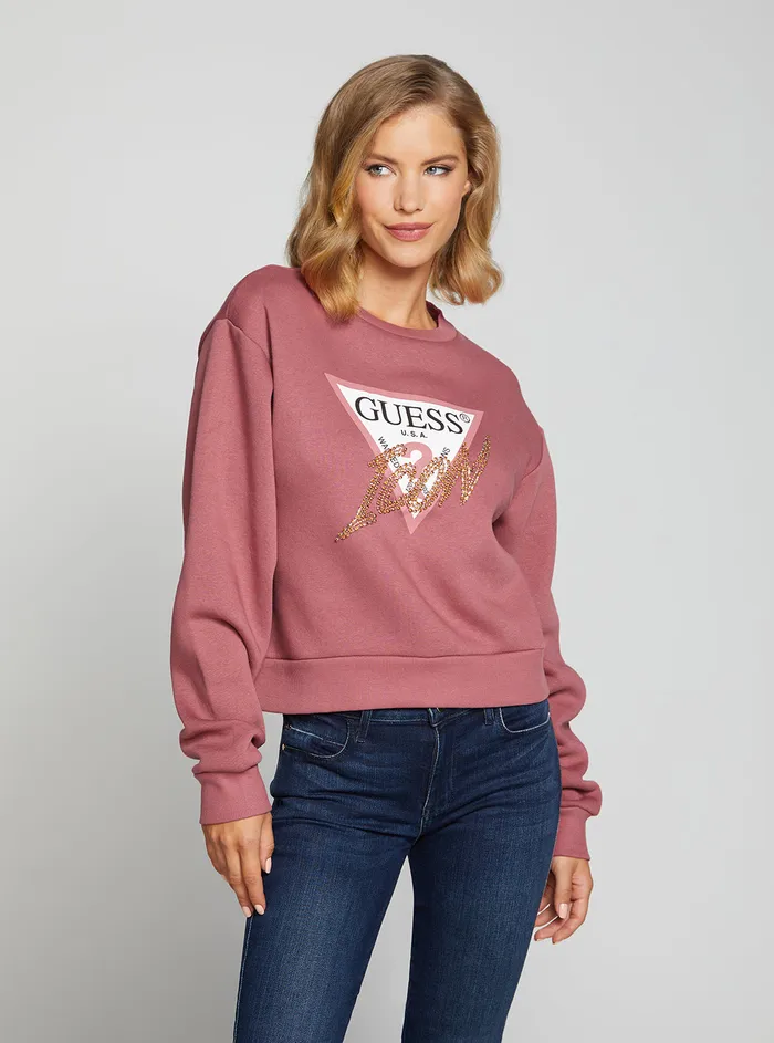 Women Knits and Sweaters GUESS Eco Velvet Icon Logo Jumper