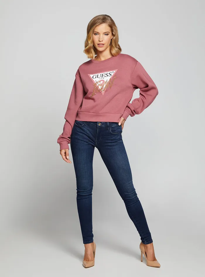 Women Knits and Sweaters GUESS Eco Velvet Icon Logo Jumper Women Knits and Sweaters GUESS Eco Velvet Icon Logo Jumper