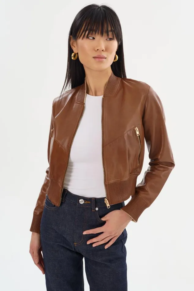 Women KORDELLA Reversible Leather Bomber Jacket Luggagegold LAMARQUE Leather Jackets