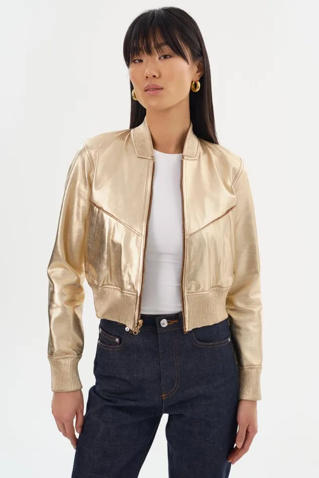 Women KORDELLA Reversible Leather Bomber Jacket Luggagegold LAMARQUE Leather Jackets Women KORDELLA Reversible Leather Bomber Jacket Luggagegold LAMARQUE Leather Jackets