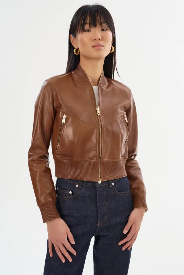 Women KORDELLA Reversible Leather Bomber Jacket Luggagegold LAMARQUE Leather Jackets Women KORDELLA Reversible Leather Bomber Jacket Luggagegold LAMARQUE Leather Jackets