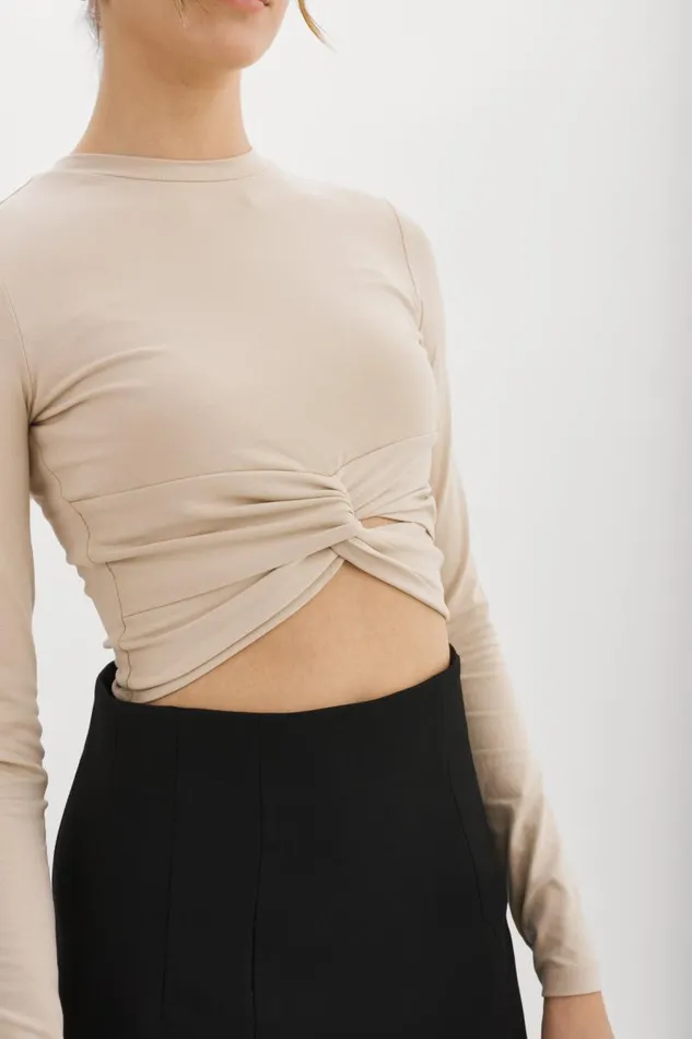 Women KSENIA Twist Top Latte LAMARQUE Tops Women KSENIA Twist Top Latte LAMARQUE Tops