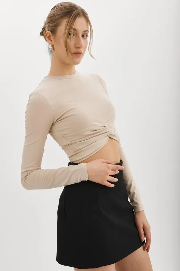 Women KSENIA Twist Top Latte LAMARQUE Tops Women KSENIA Twist Top Latte LAMARQUE Tops