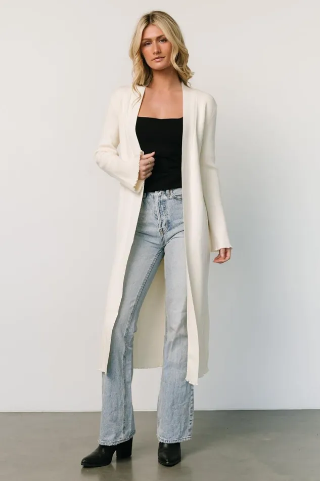 Women Lauren Ribbed Cardigan Ivory Baltic Born Sweaters