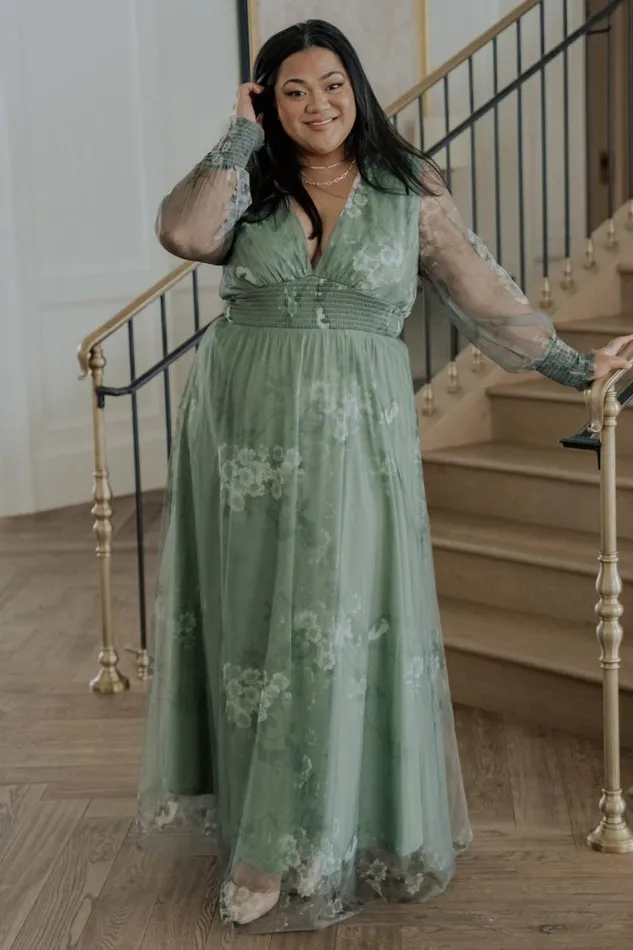 Women Layla Tulle Maxi Dress Dusty Green Floral Baltic Born Tulle Styles Women Layla Tulle Maxi Dress Dusty Green Floral Baltic Born Tulle Styles