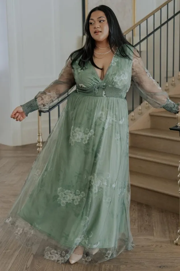 Women Layla Tulle Maxi Dress Dusty Green Floral Baltic Born Tulle Styles Women Layla Tulle Maxi Dress Dusty Green Floral Baltic Born Tulle Styles