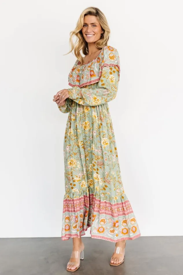 Women Leidy Off Shoulder Maxi Dress Sage Multi Baltic Born Maxi Dresses