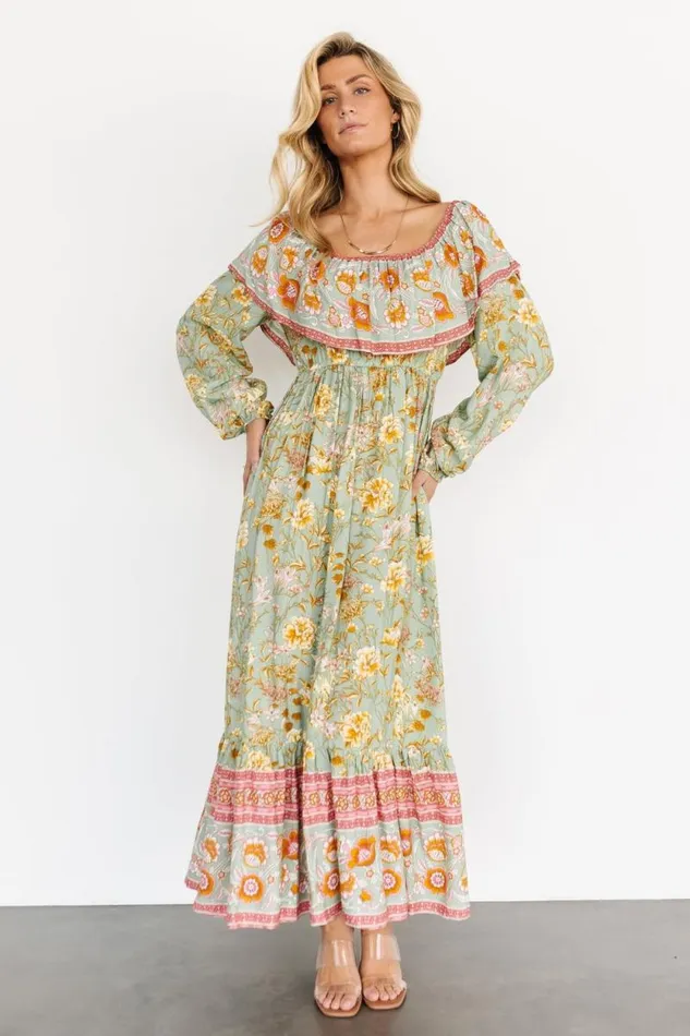 Women Leidy Off Shoulder Maxi Dress Sage Multi Baltic Born Maxi Dresses Women Leidy Off Shoulder Maxi Dress Sage Multi Baltic Born Maxi Dresses