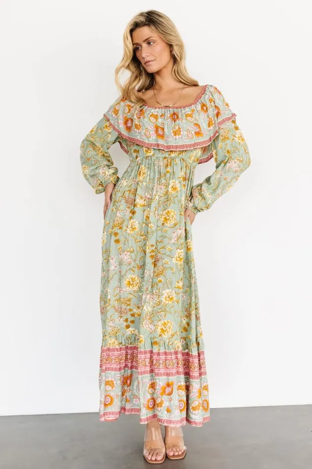 Women Leidy Off Shoulder Maxi Dress Sage Multi Baltic Born Maxi Dresses Women Leidy Off Shoulder Maxi Dress Sage Multi Baltic Born Maxi Dresses