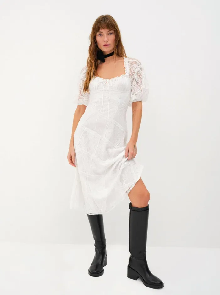 Women Lily Midi Dress White For Love and Lemons Dresses