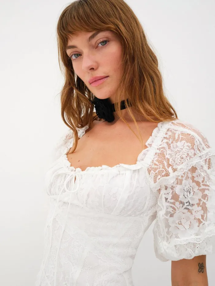 Women Lily Midi Dress White For Love and Lemons Dresses Women Lily Midi Dress White For Love and Lemons Dresses
