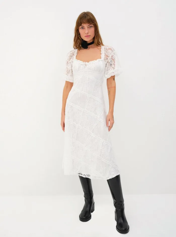 Women Lily Midi Dress White For Love and Lemons Dresses Women Lily Midi Dress White For Love and Lemons Dresses