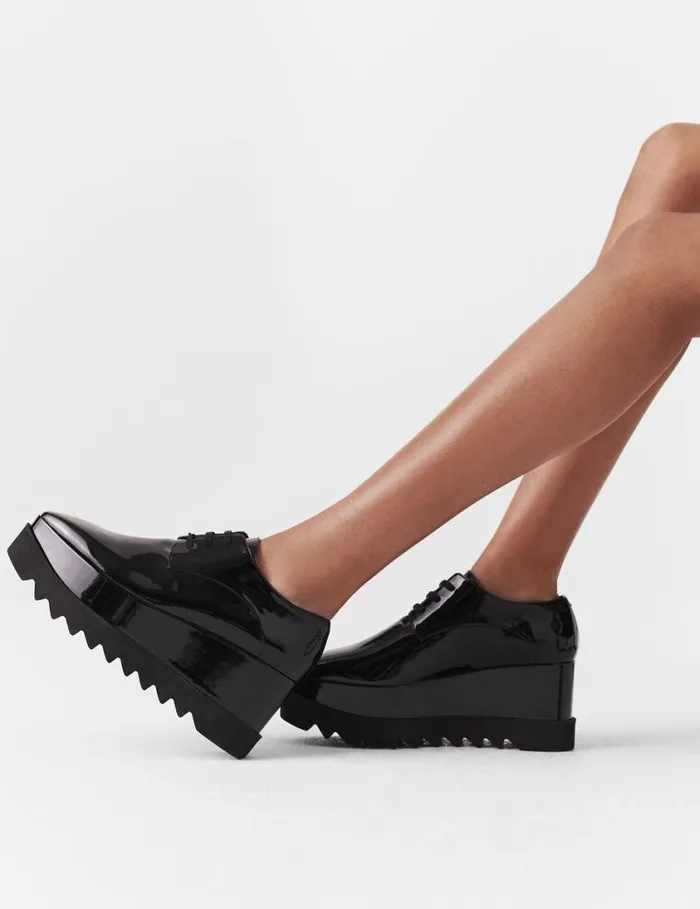Women Limited Edition Elyse Monochrome Platforms Glossy Black Stella McCartney Wedges Women Limited Edition Elyse Monochrome Platforms Glossy Black Stella McCartney Wedges