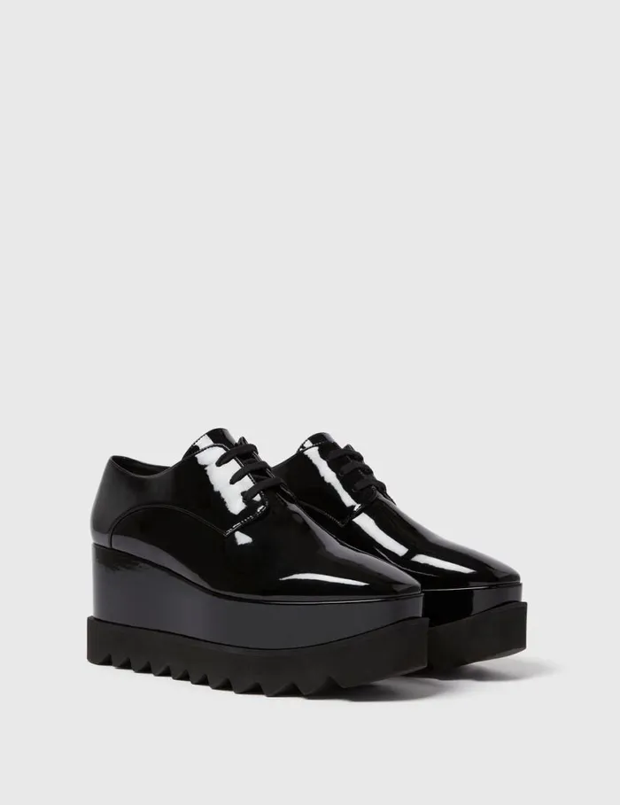 Women Limited Edition Elyse Monochrome Platforms Glossy Black Stella McCartney Wedges Women Limited Edition Elyse Monochrome Platforms Glossy Black Stella McCartney Wedges