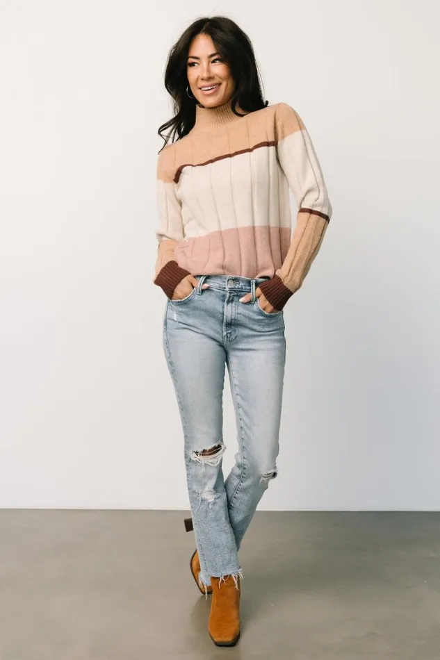 Women Lindsley Color Block Sweater Mauve Multi Baltic Born Sweaters Women Lindsley Color Block Sweater Mauve Multi Baltic Born Sweaters