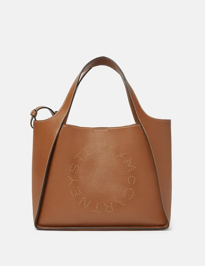 Women Logo Top Handle Crossbody Tote Bag Pecan Stella McCartney TopHandle Bags