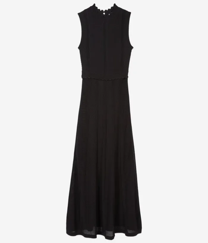 Women Long Black Openwork Knit Dress THE KOOPLES Dresses and Jumpsuits