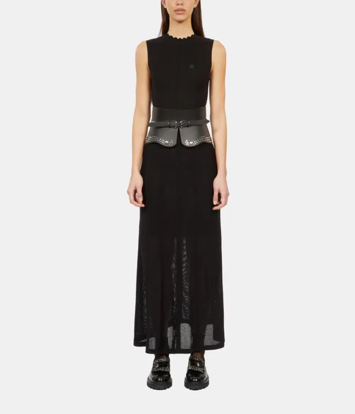 Women Long Black Openwork Knit Dress THE KOOPLES Dresses and Jumpsuits
