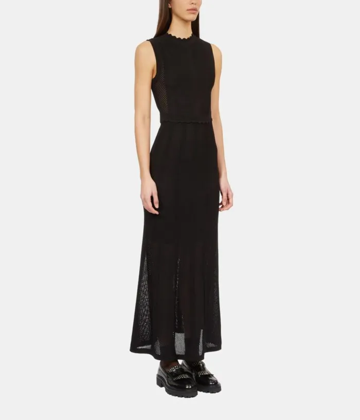 Women Long Black Openwork Knit Dress THE KOOPLES Dresses and Jumpsuits