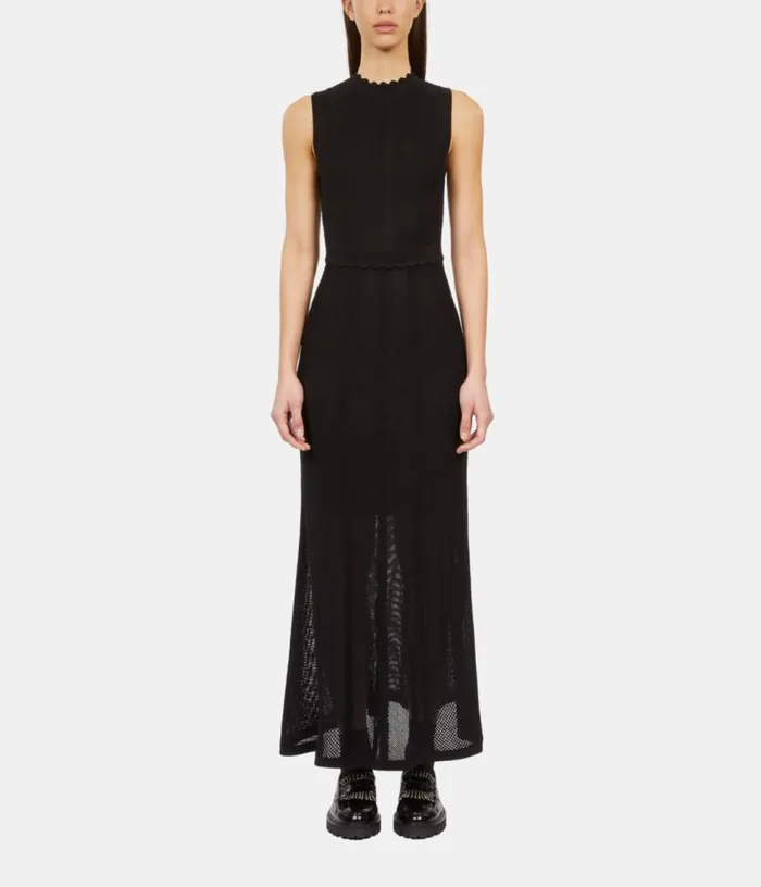 Women Long Black Openwork Knit Dress THE KOOPLES Dresses and Jumpsuits