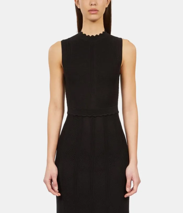 Women Long Black Openwork Knit Dress THE KOOPLES Dresses and Jumpsuits