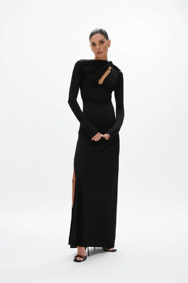 Women Long Sleeve Dresses Rachel Gilbert Tanner Sleeve Gown Black