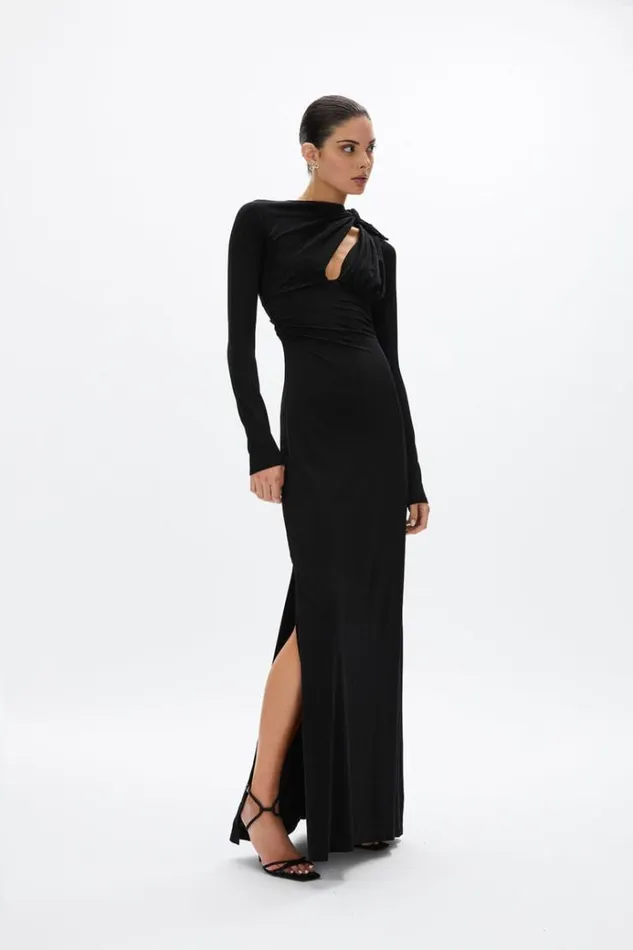 Women Long Sleeve Dresses Rachel Gilbert Tanner Sleeve Gown Black Women Long Sleeve Dresses Rachel Gilbert Tanner Sleeve Gown Black