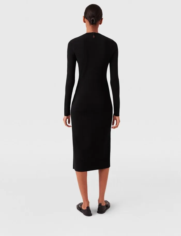 Women LongSleeve Leg Slit Midi Dress Black Stella McCartney Dresses Women LongSleeve Leg Slit Midi Dress Black Stella McCartney Dresses