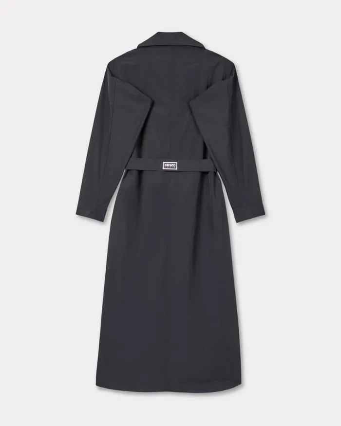 Women Long Trench With Kimono Sleeves Black Kenzo Kimonos