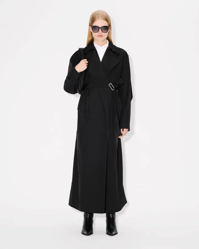 Women Long Trench With Kimono Sleeves Black Kenzo Kimonos