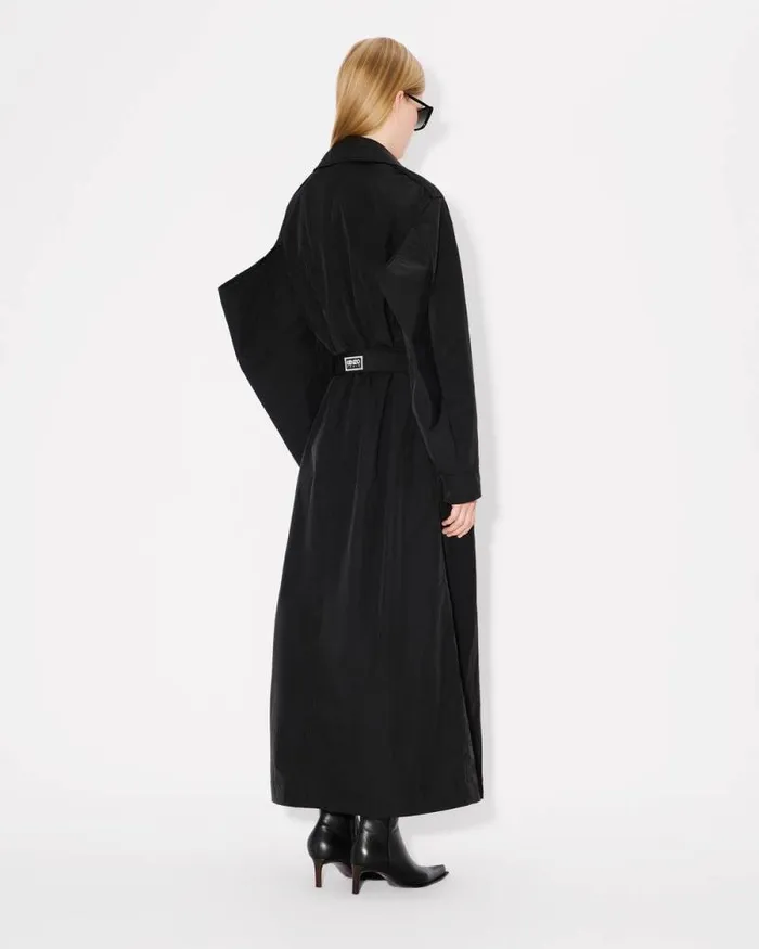 Women Long Trench With Kimono Sleeves Black Kenzo Kimonos