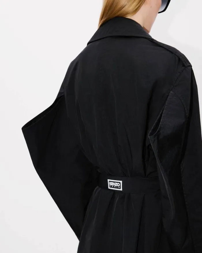Women Long Trench With Kimono Sleeves Black Kenzo Kimonos