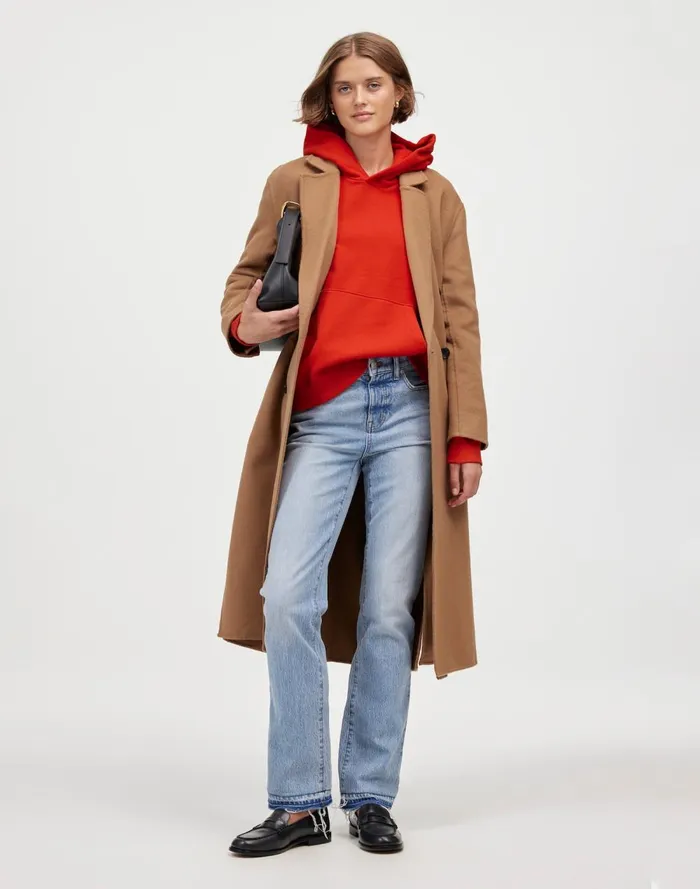 Women Loungewear Madewell Midweight Hoodie Sweatshirt Bright Cherry