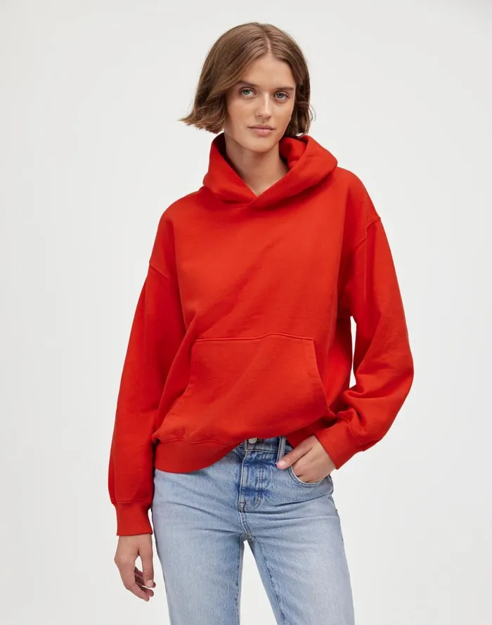 Women Loungewear Madewell Midweight Hoodie Sweatshirt Bright Cherry