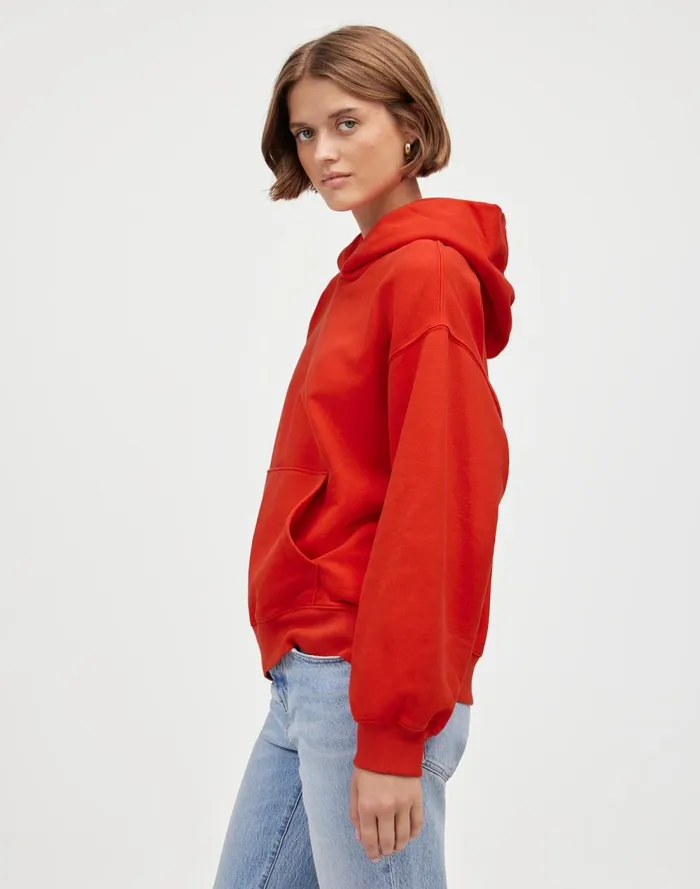 Women Loungewear Madewell Midweight Hoodie Sweatshirt Bright Cherry