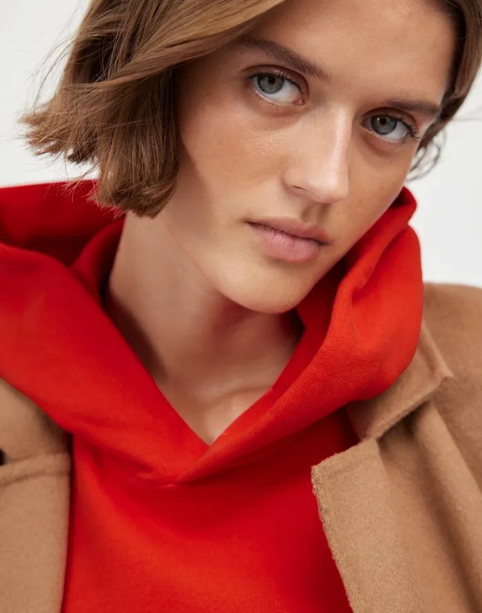 Women Loungewear Madewell Midweight Hoodie Sweatshirt Bright Cherry