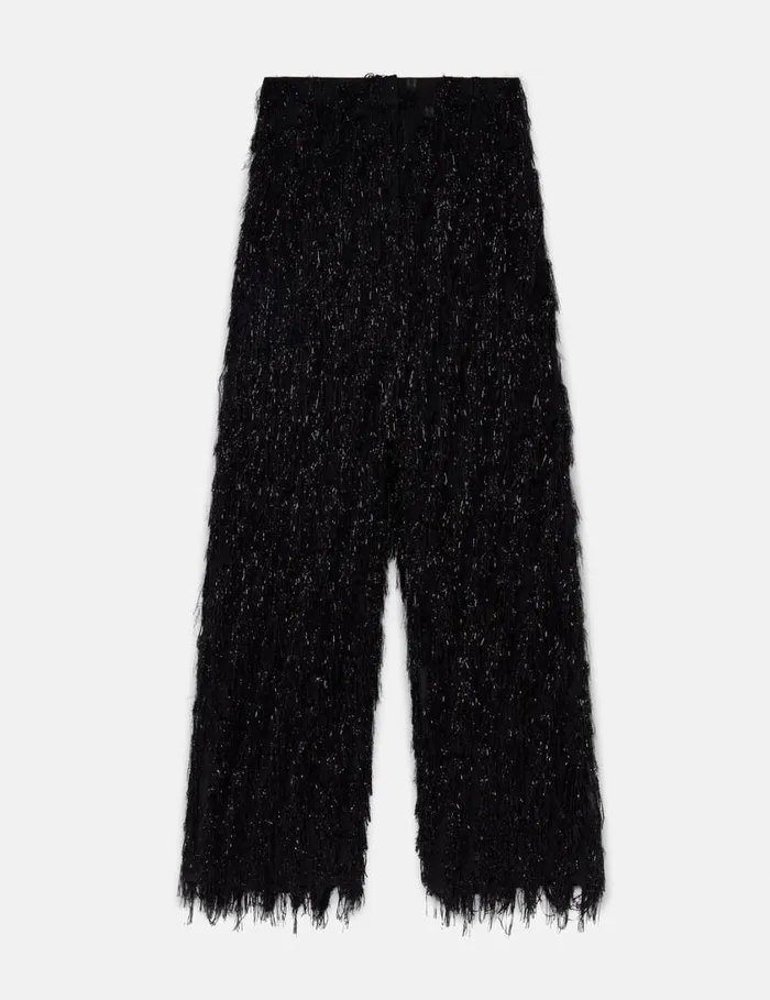 Women LowRise Glitter Tassel Pants Black Glitter Stella McCartney Tailoring