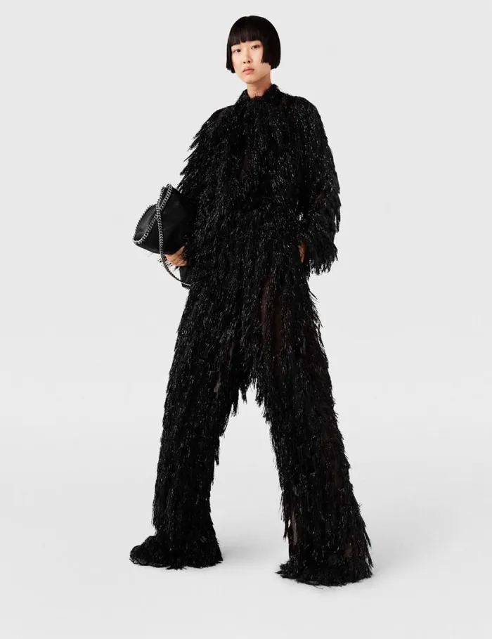 Women LowRise Glitter Tassel Pants Black Glitter Stella McCartney Tailoring Women LowRise Glitter Tassel Pants Black Glitter Stella McCartney Tailoring