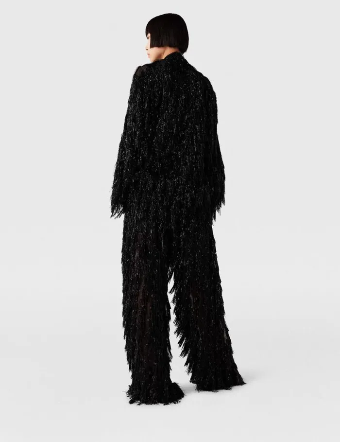 Women LowRise Glitter Tassel Pants Black Glitter Stella McCartney Tailoring Women LowRise Glitter Tassel Pants Black Glitter Stella McCartney Tailoring