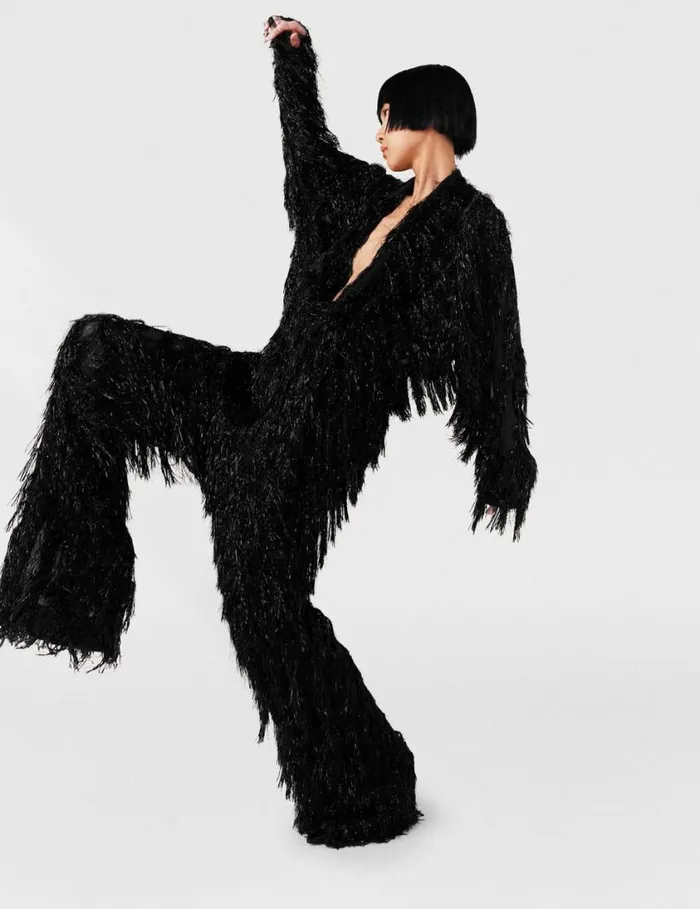 Women LowRise Glitter Tassel Pants Black Glitter Stella McCartney Tailoring Women LowRise Glitter Tassel Pants Black Glitter Stella McCartney Tailoring