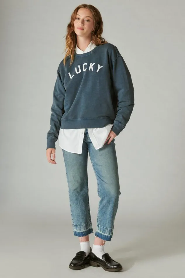 Women Lucky Brand Activewear Lucky Arch Pullover Midnight Navy